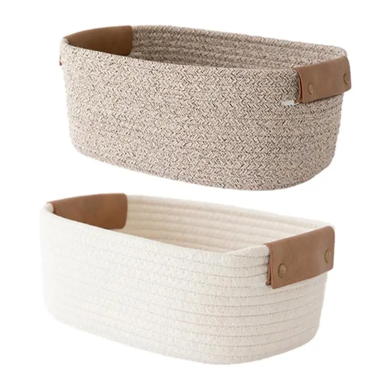 

cotton rope woven basket with handle Large Cloth Laundry Basket Storage Basket Kid Toy Sundrie Organizer for Home decorative bas