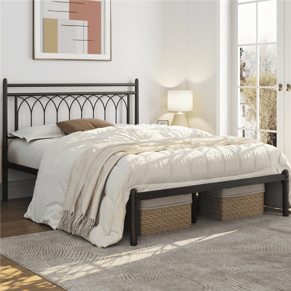 With Petal Accented Headboard,queen, Black
