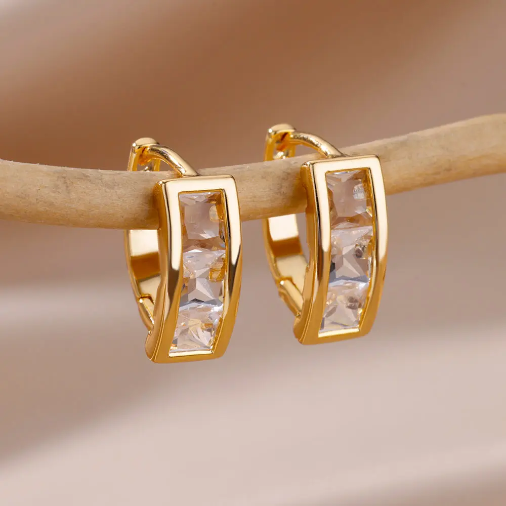 

Luxury Zircon Rectangular Earrings For Women Retro Elegant Stainless Steel Earring 2023 Trending Female Wedding Jewelry aretes