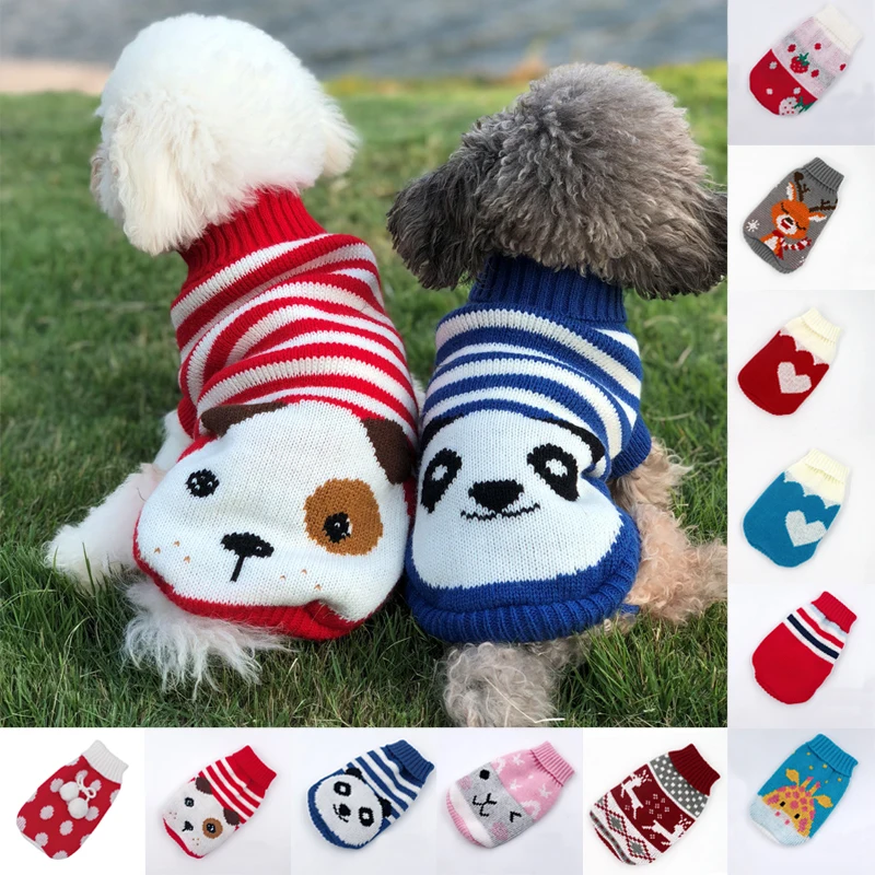 

2023 Warm Dog Clothes For Small Medium Dogs Knitted Cat Sweater Pet Clothing For Chihuahua Bulldogs Puppy Costume Coat Winter