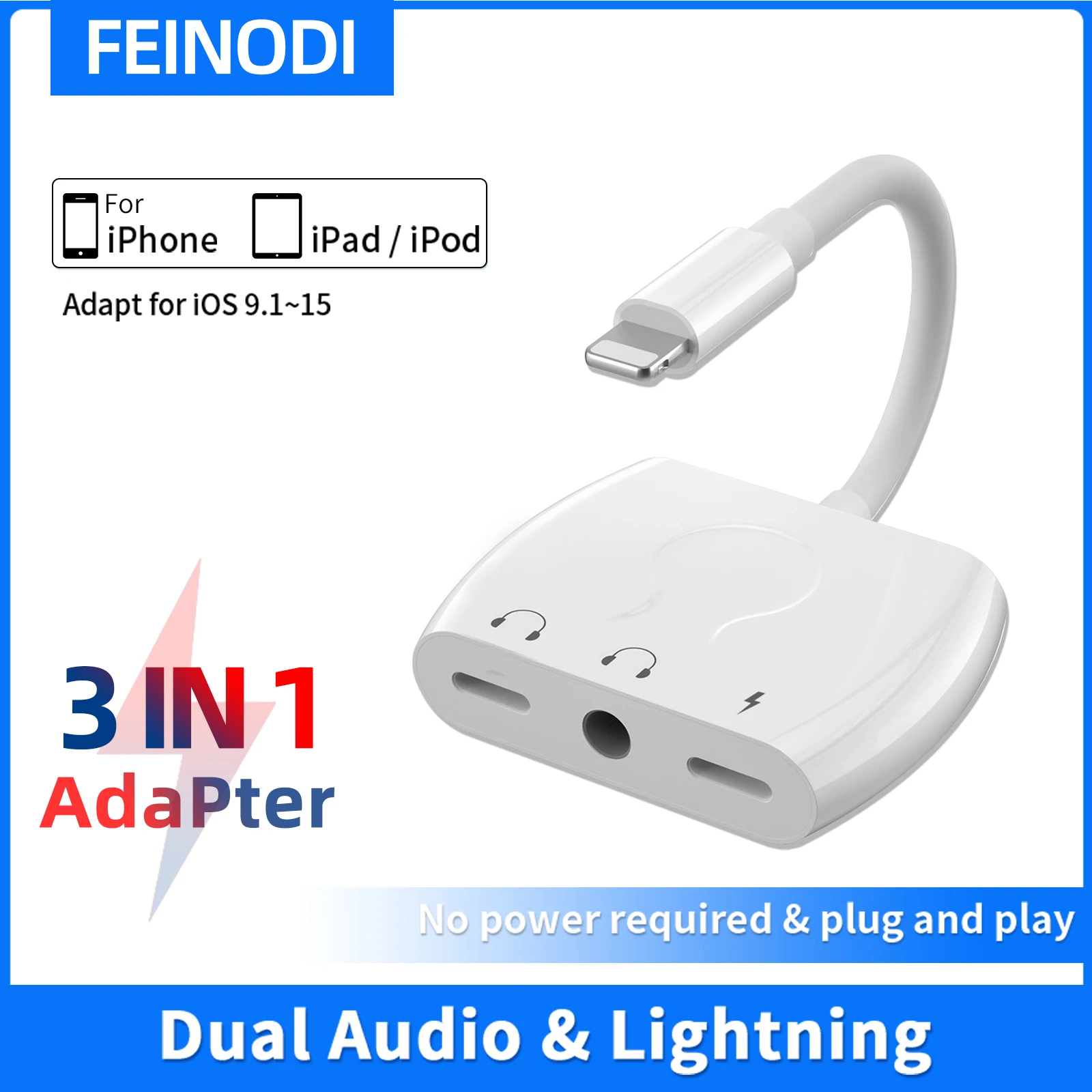 Адаптер Lightning/3 5 мм для наушников аудиоадаптер разветвитель адаптер с портом