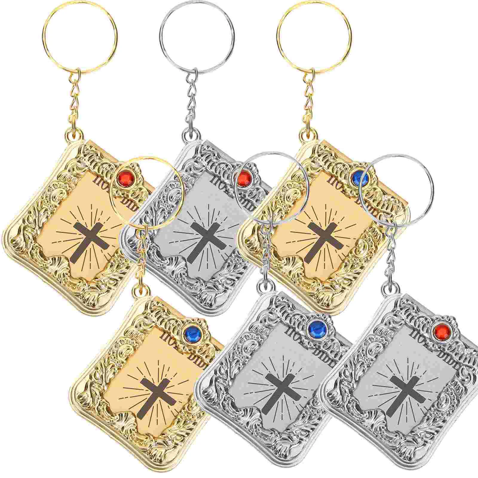 

6Pcs Small Bible Keychain Miniature Holy Bible Pendant Book Keyring for Kids Adults