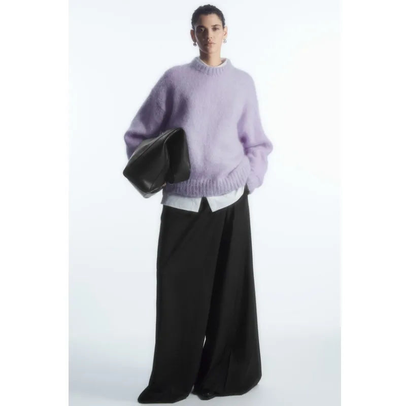 In Stock Cos Sle Women clothes 2023 Winter Standard round Neck Mohair Blended Sweater 09700807