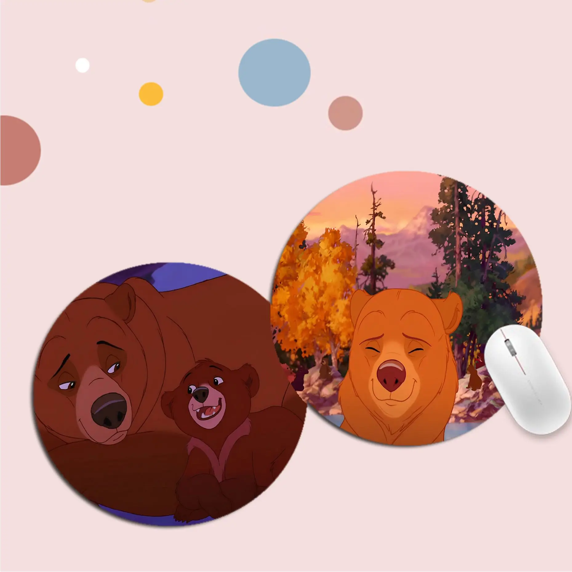 

Disney Brother Bear Anti-Slip Round Desktop Desk Mat Kawaii Gaming Accessories Students Writing Pad Mouse Pad Desktop Mat