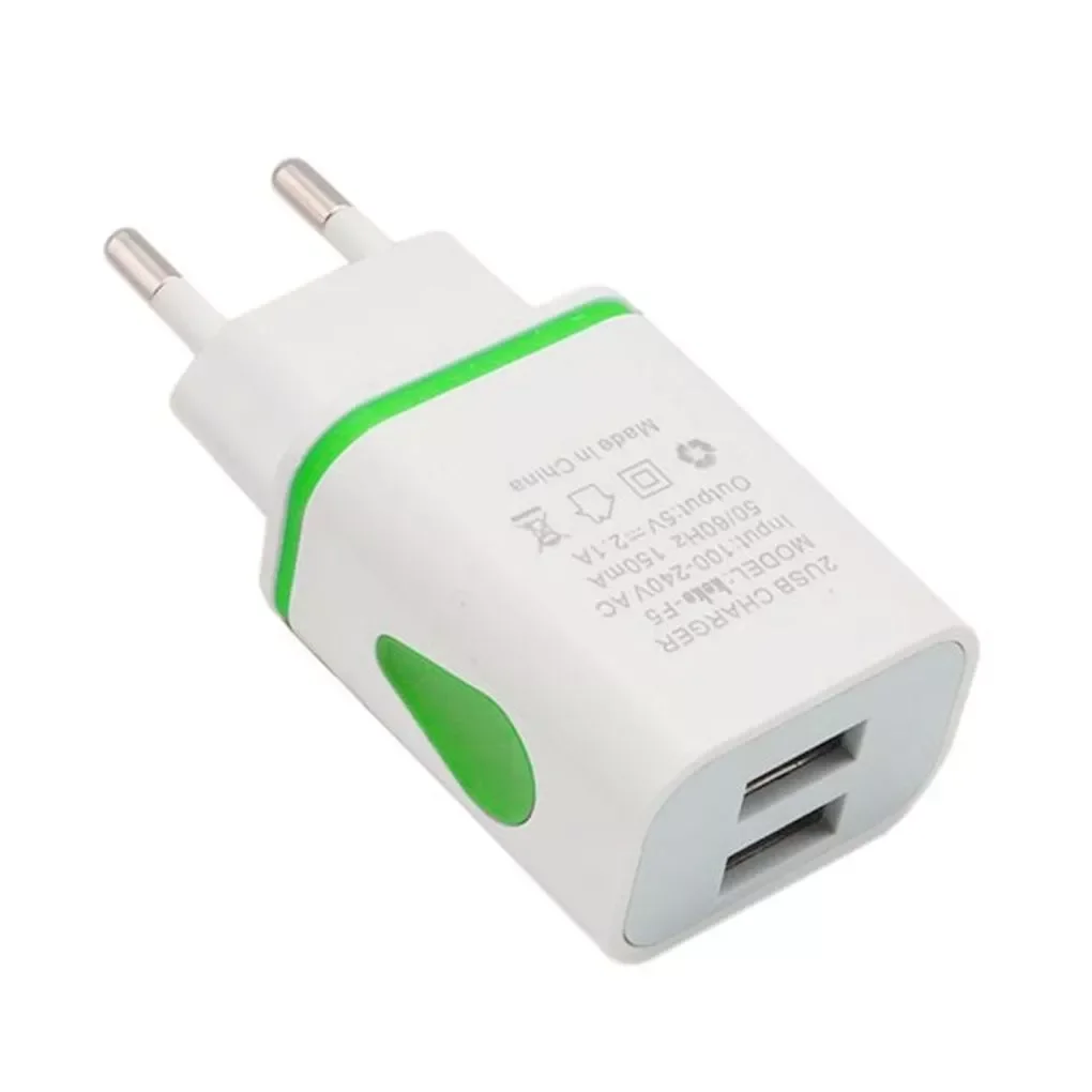 

2022New Phone Universal 2.1A 5V LED 2 USB Charger Fast Wall Charging Adapter US/EU Plug USB Charger For iPhone For Samsung For H