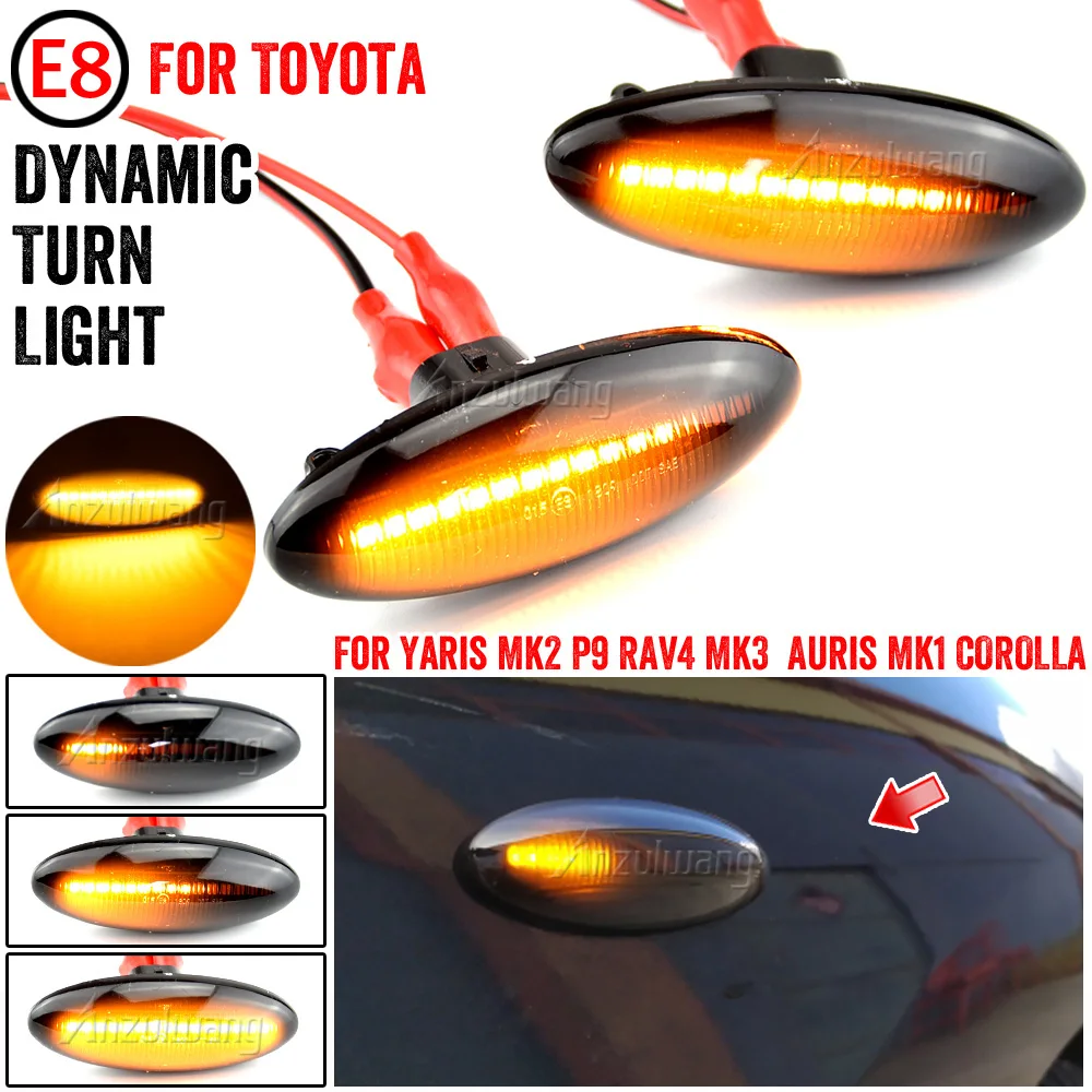 

2pcs Dynamic LED Side Marker Light Turn Signal Indicator Repeater Light Fit For Toyota Yaris COROLLA Auris Mk1 E15 RAV4 Mk3