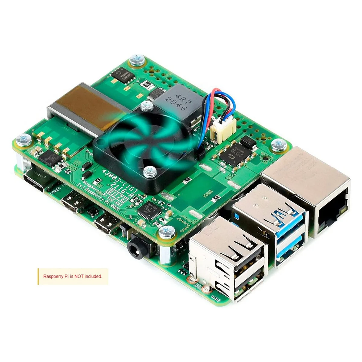 

Waveshare for Raspberry Pi POE+ HAT 4/3B+, Supports 802.3At PoE Standard with 5V DC/4A,with Controllable Brushless Cooling Fan