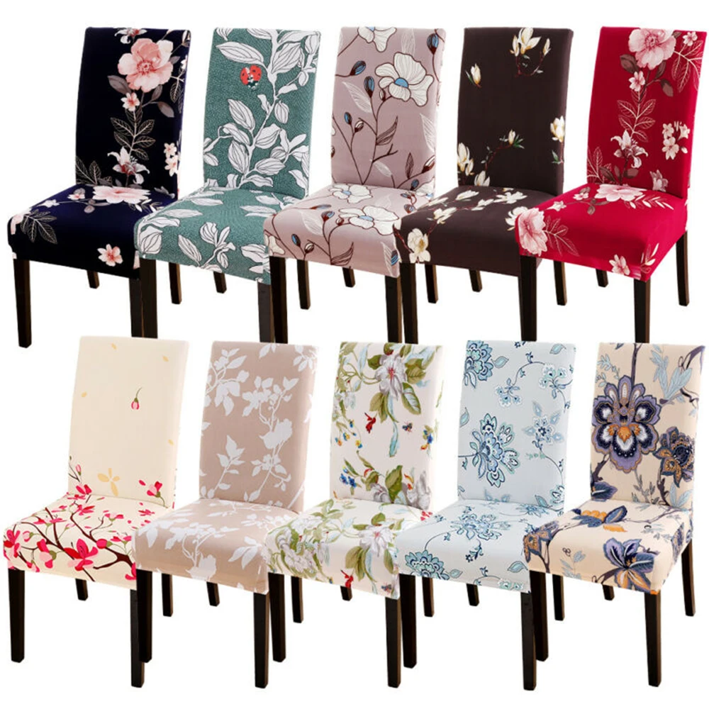 

Removable Chair Cover Floral Dining Room Stretch Chair Seat Covers For Kitchen Dining Room Wedding Banquet Home