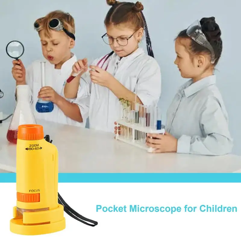 Портативный игрушечный микроскоп детский со светодиодной подсветкой 60x-120x