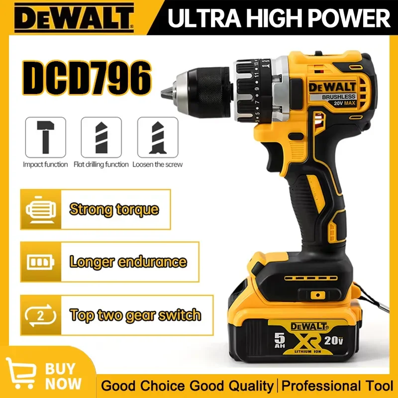 Dewalt DCD796 Аккумуляторная бесщеточная ударная дрель Бесщеточная