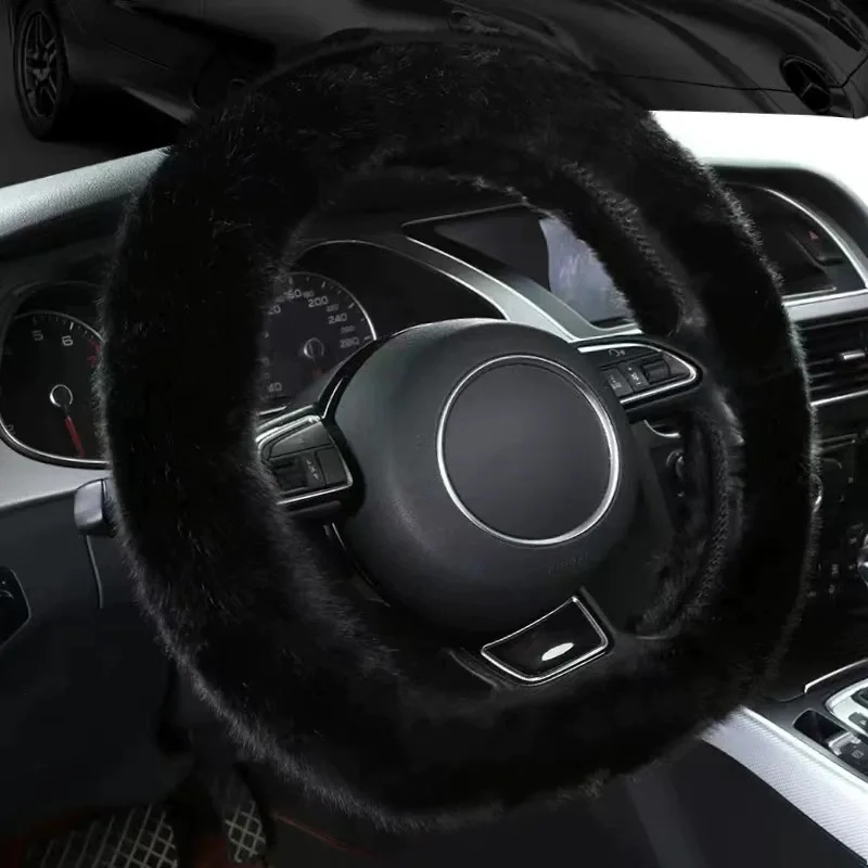 

Winter Car Steering Wheel Cover, Imitation Fox Fur 15 Inch Anti-Slip Car Steering Wheel Protector Cover with Inner Ring