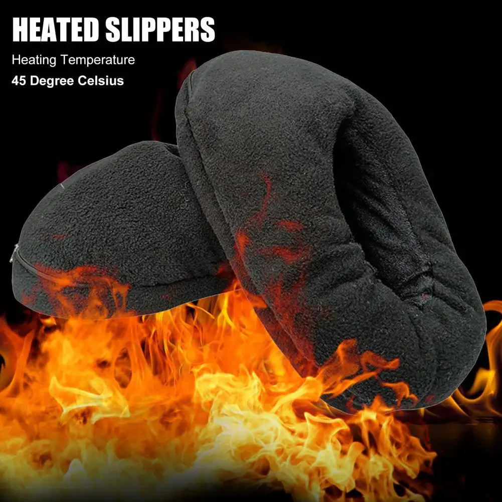 

Safe 1Pair Practical Winter Cold Relief Heating Shoes Plush Heating Slippers Wear Resistant for Indoor