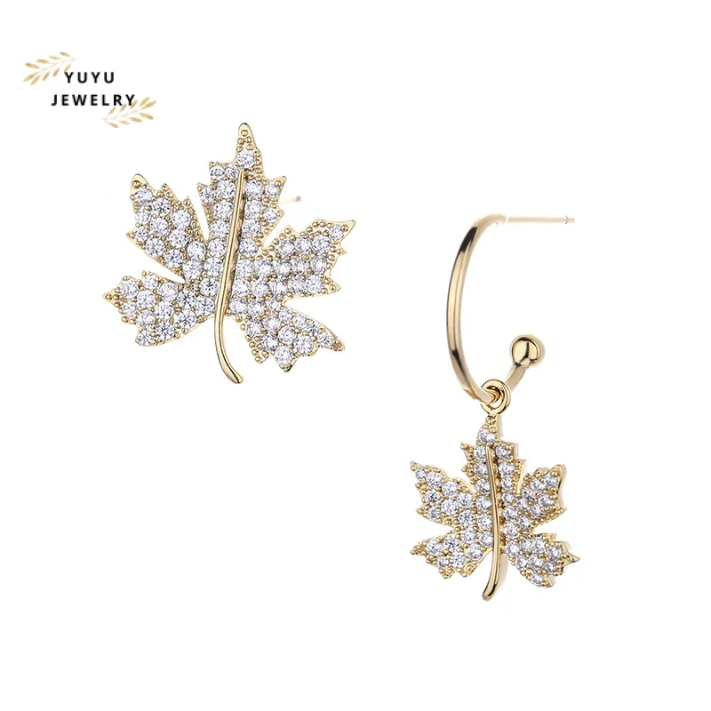 

Серьги YUYU из серебра 925 пробы с блестящими кленовыми листьями