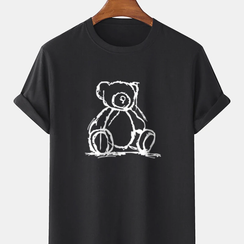 

Футболка с коротким рукавом, круглым вырезом и принтом медведя