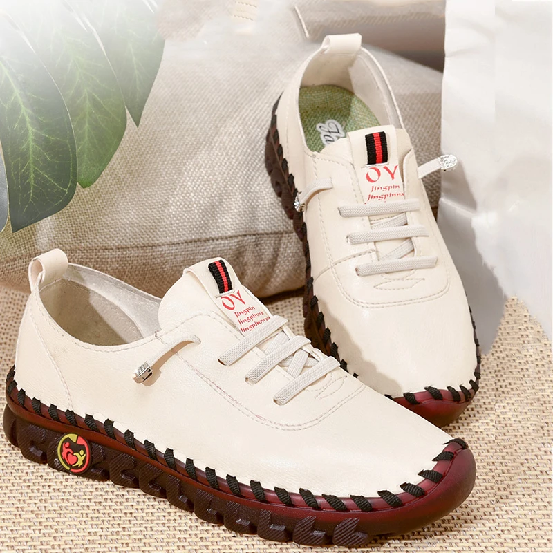 

Comfortable Orthopedic Shoes For Women Loafers Cushion Ballet Flats Women's Moccasins Ladies Leather Driving Shoes Large Size 42