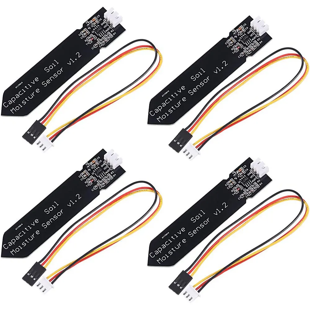 

4PCS Capacitive Soil Moisture Sensor Module Corrosion Resistant 3.3~5.5V for Arduino Moisture Detection Garden Watering DIY