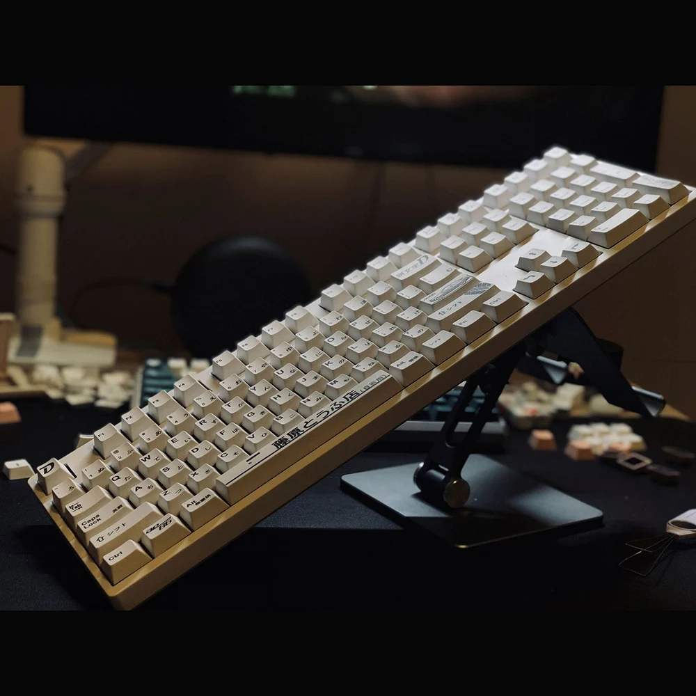 124 клавиши японские колпачки из ПБТ белые AE86 Initial D Cherry Keycaps для клавиатуры MX 61 68 84 87