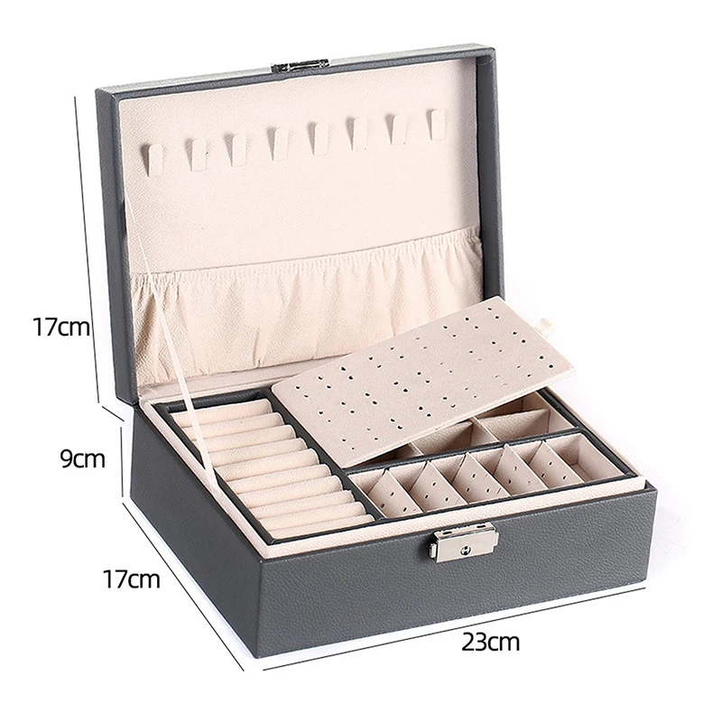 

New High Capacity Leather Jewelry Box Travel Jewelry Organizer Multifunction Necklace Earring Ring Storage Box Women Gifts 2022