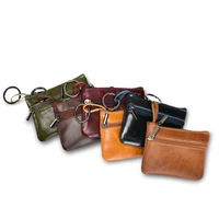 high quality leather mini multifunctional coin purse new men and women small card holder retro zipper key coin short clutch bag