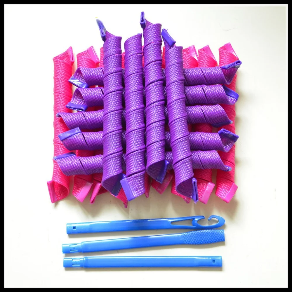 

Hair Rollers Snail Shape Not Waveform 52CM 18Pcs 3 Sticks Spiral Round Curls Hair Curler Soft Hair Curler Bendy Hair Rollers DIY