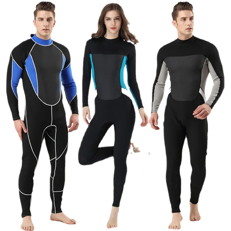 

2mm Men Women Wetsuit Long Sleeved One Piece Swimsuit Neoprene Triathlon Diving Suit Super Elastic Surf Wet Suit for Cold Water