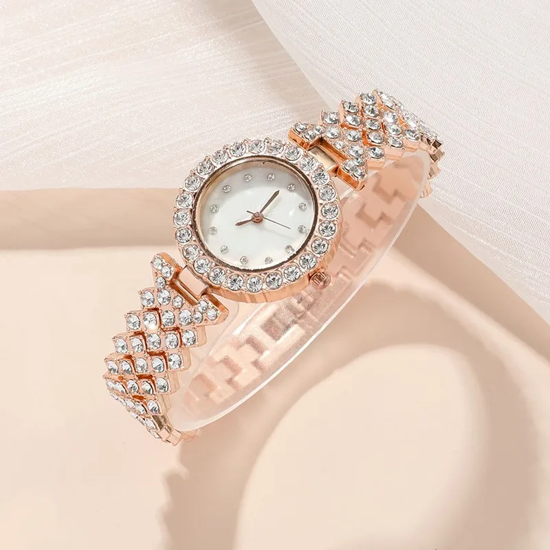 3PCS Fashion High end Small Fresh Women's Full Zircon Exquisite Watch Set Commemorative Festival Gift Gift Best Choice