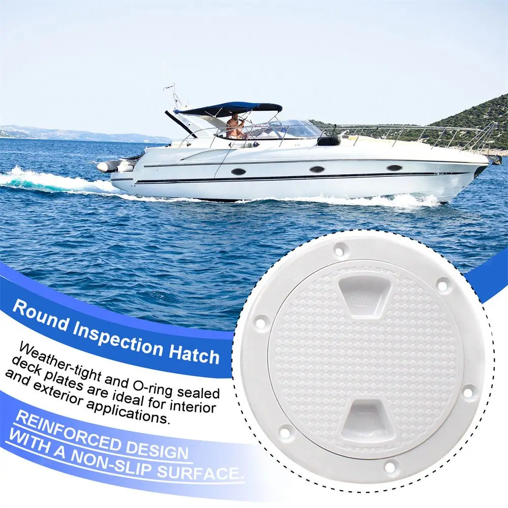 

Round 4 Inch White Non-slip Deck Cover Lid Boat Marine Sailing Inspection Boat Accessories