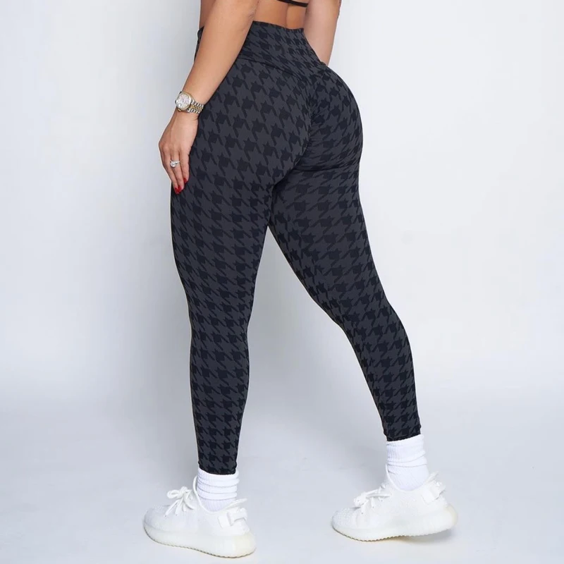 New Houndstooth Scrunch Butt Leggings High Waist Seamless Legging Stretchy Sports Legging Fitness Yoga Pants Workout Clothing