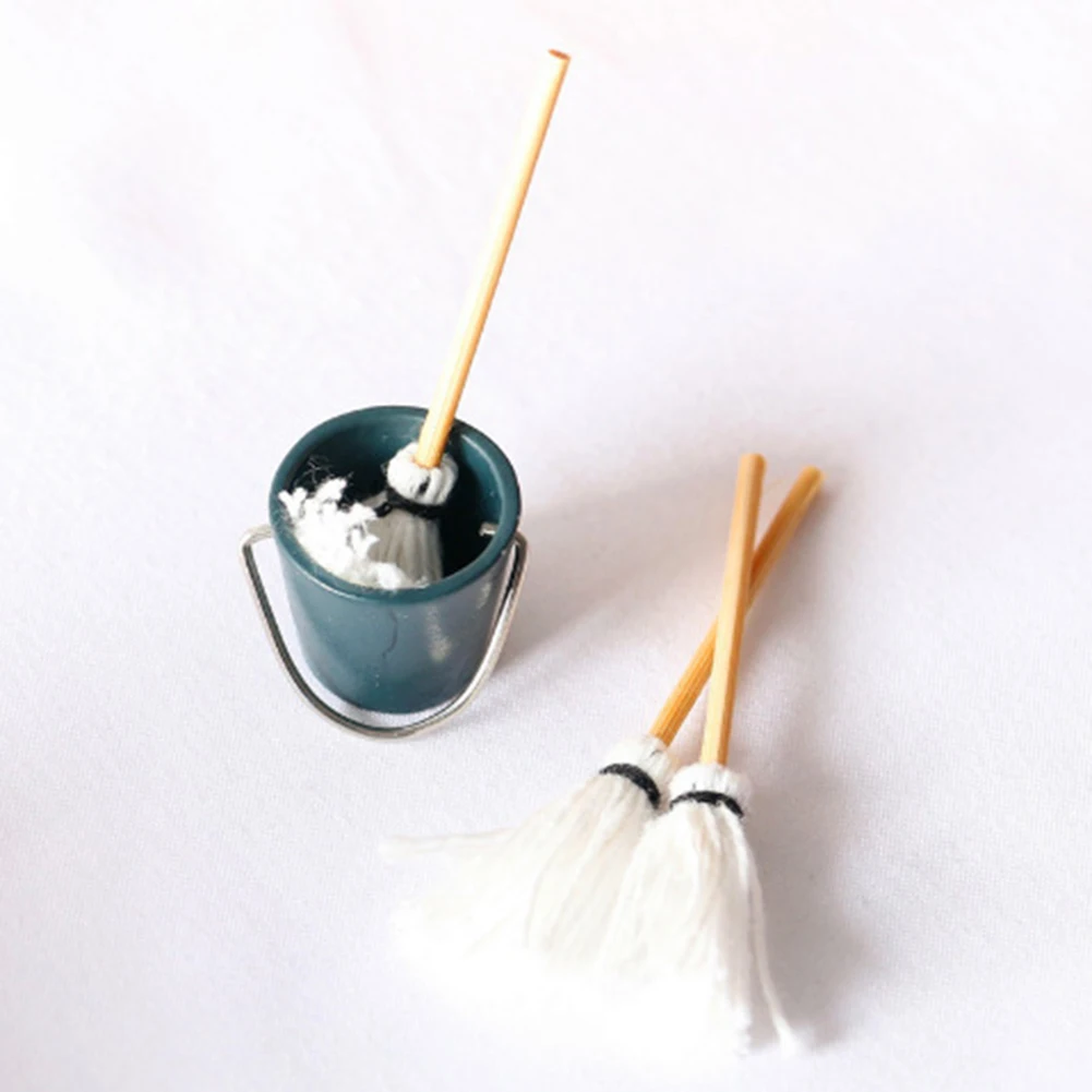 

Мини-швабра, ведро, сделай сам, микро пейзаж, безопасный, сделай сам, миниатюрный кукольный домик, многоразовый, нетоксичный, для кукольного дома, аксессуары