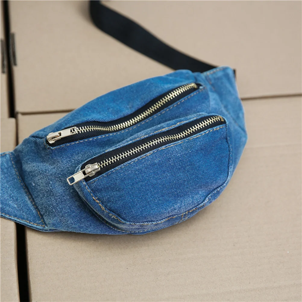 Running Belt Women Running Waist Pack Crossbody Belt Bag Blue Fanny Pack Cowboy Belts Women Pocket Messenger Bag