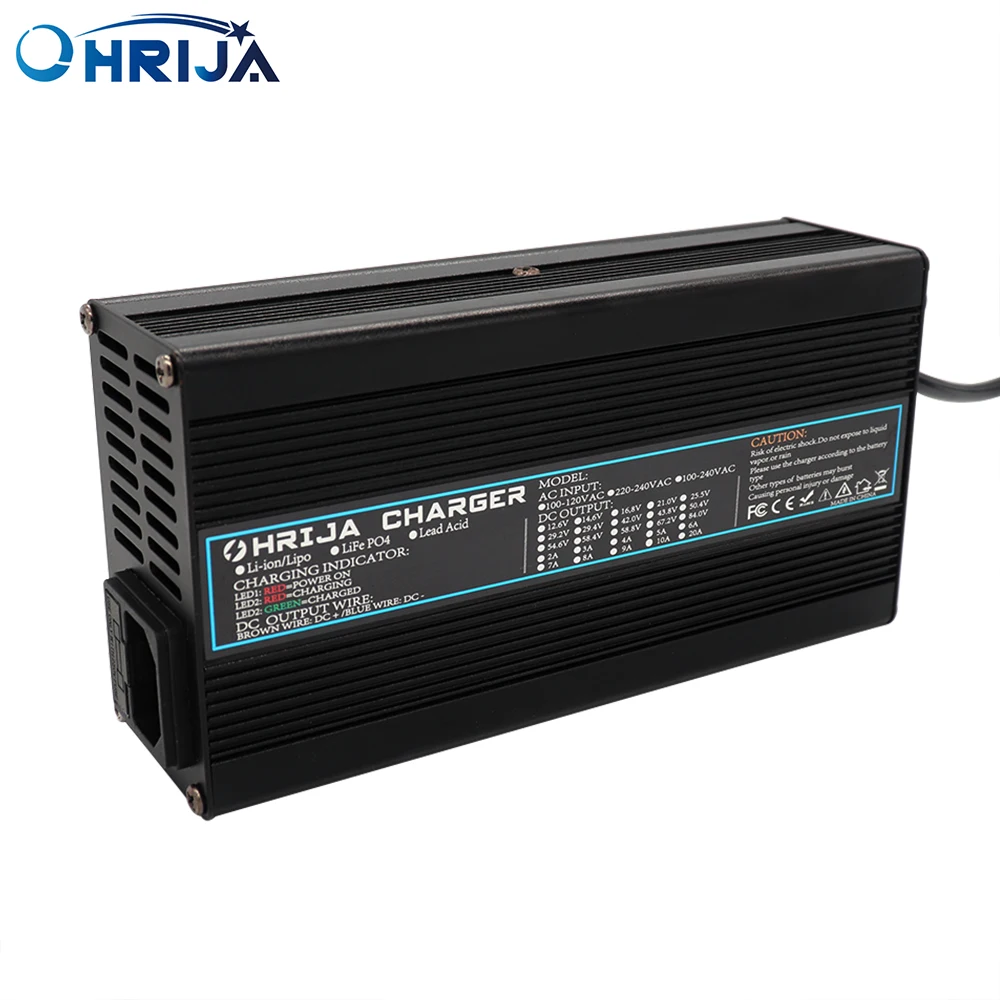 

OHRIJA 67.2v 5a Charger For 10Ah To 40Ah 59.2V Li-ion Battery 16s Charger 60V Chargers Quality Aluminum Alloy ND 2+6 Connecto