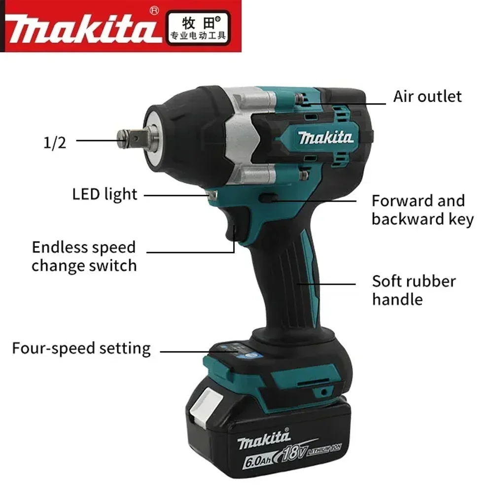 Makita DTW700 Бесщеточный электрический ключ 18 В Аккумуляторная дрель-отвертка