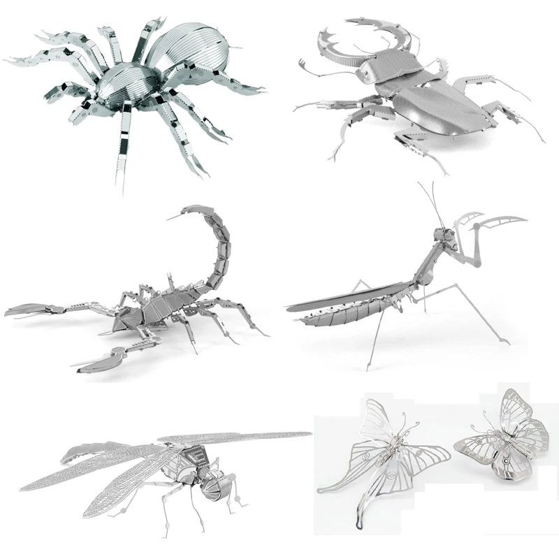 

Insect 3D Metal Puzzle Dragonfly Praying Mantis Scorpion Tarantula model KITS Assemble Jigsaw Puzzle Gift Toys For Children