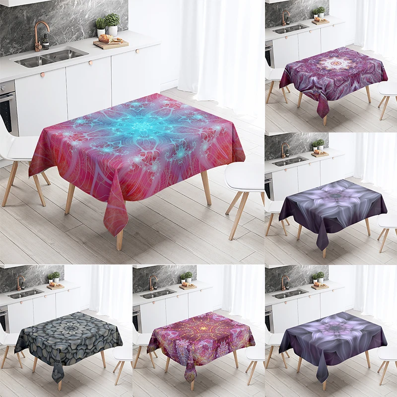 

Psychedelic Colorful Mandala Tablecloth Wedding Party Restaurant Decoration Rectangle Tablecloth Kitchen Table Decoration