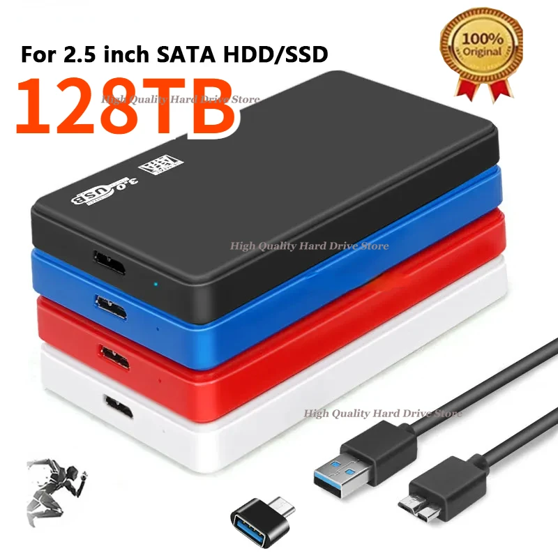 

128TB HDD Externo USB 3.0 To 2.5 Inch 4TB 8TB SATA HDD SSD Enclosure External Hard Drive Disk Box for PC Laptop Smartphone PS5