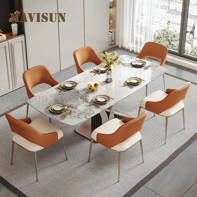 

Bright Slate Retractable Dining Table Small Apartment Modern Minimalist Rectangular Foldable Table Comedor Patio Furniture FGM