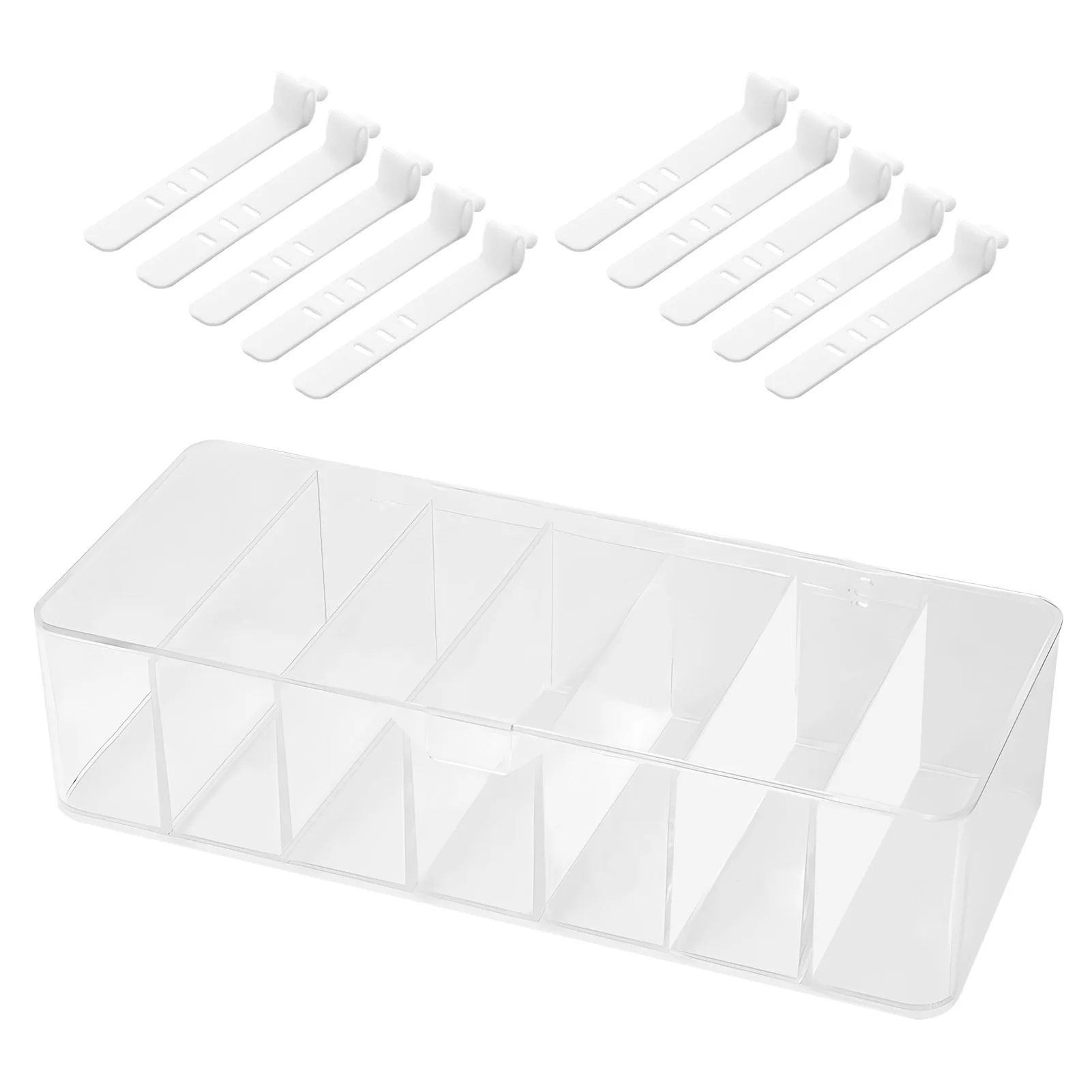 

10pcs Cord Tie Living Room Rectangle Reusable Home Office Large Capacity Desk Cable Storage Box Set 7 Compartments Waterproof