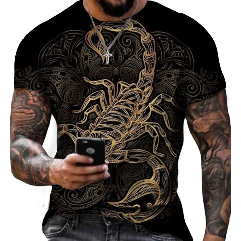 

Summer Men's T-shirt Digital Printing Classic Animal Scorpion Scorpion Pattern 3D Printing Streetwear Unisex Men's Short Sleeve