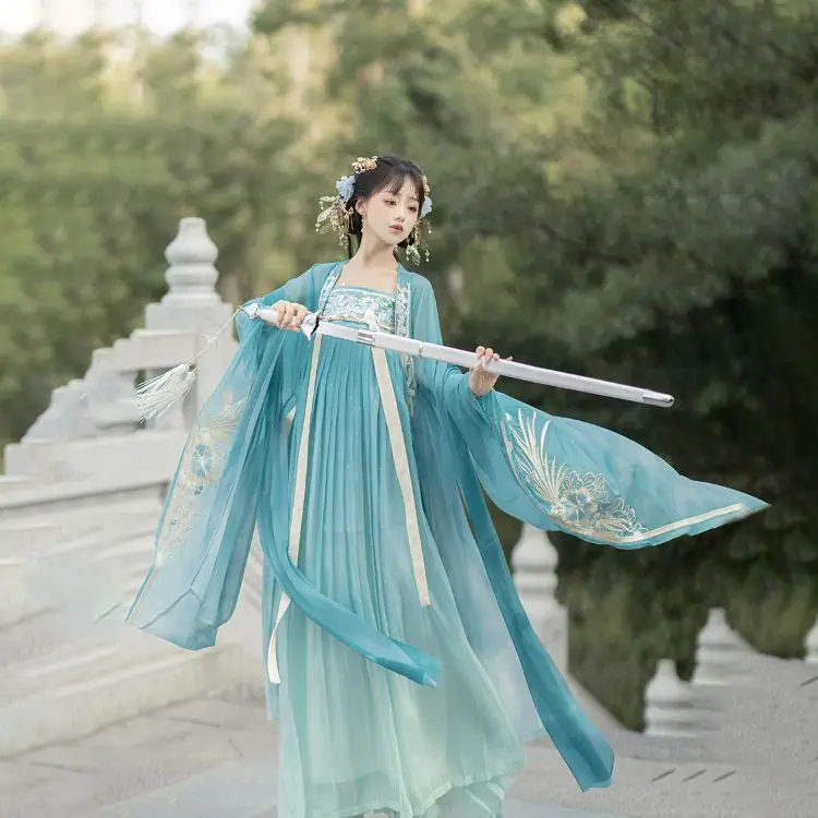 Новая вышивка Hanfu тяжелой промышленности изысканная рубашка с большими рукавами