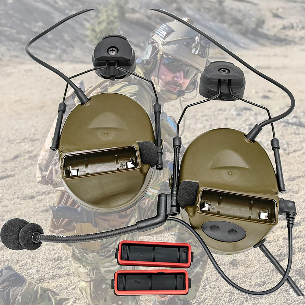 Hearangel Tactical Headset COMTAC II Compatible Helmet ARC Rail Adapter, Military Noise Cancelling Pickup Headphones&U94 PTT