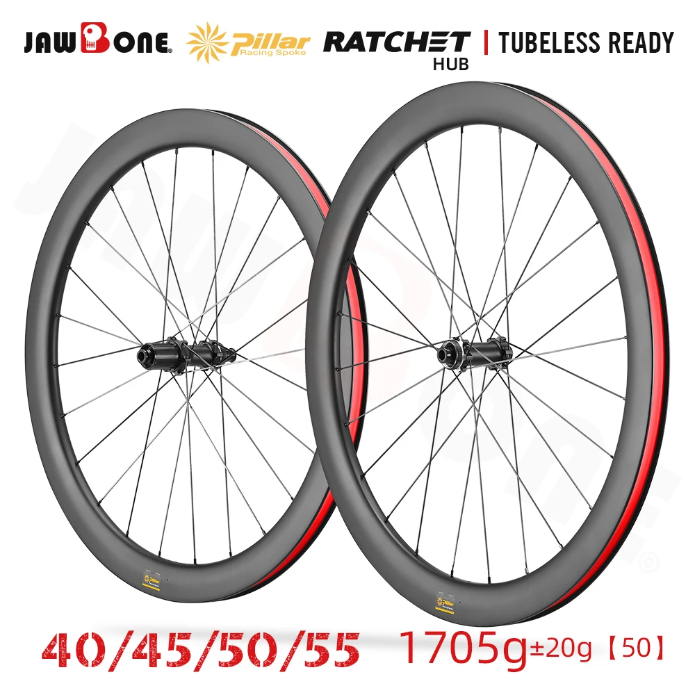 

Jawbone 700C Road Bike Wheelsets Disc Carbon Wheels 36T Ratchet Carbon Rim Center Lock Hub Tubeless Pillar 1423 Spoke Cycling