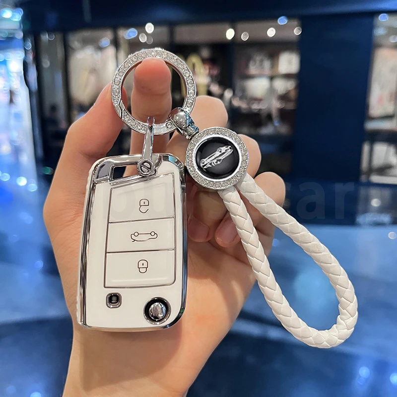 

Для VW Volkswagen Tiguan MK2 T-roc T-cross Golf 7 MK7 Skoda Octavia Kodiaq Karoq Seat Ateca Leon автомобильный чехол для ключей из ТПУ, брелок