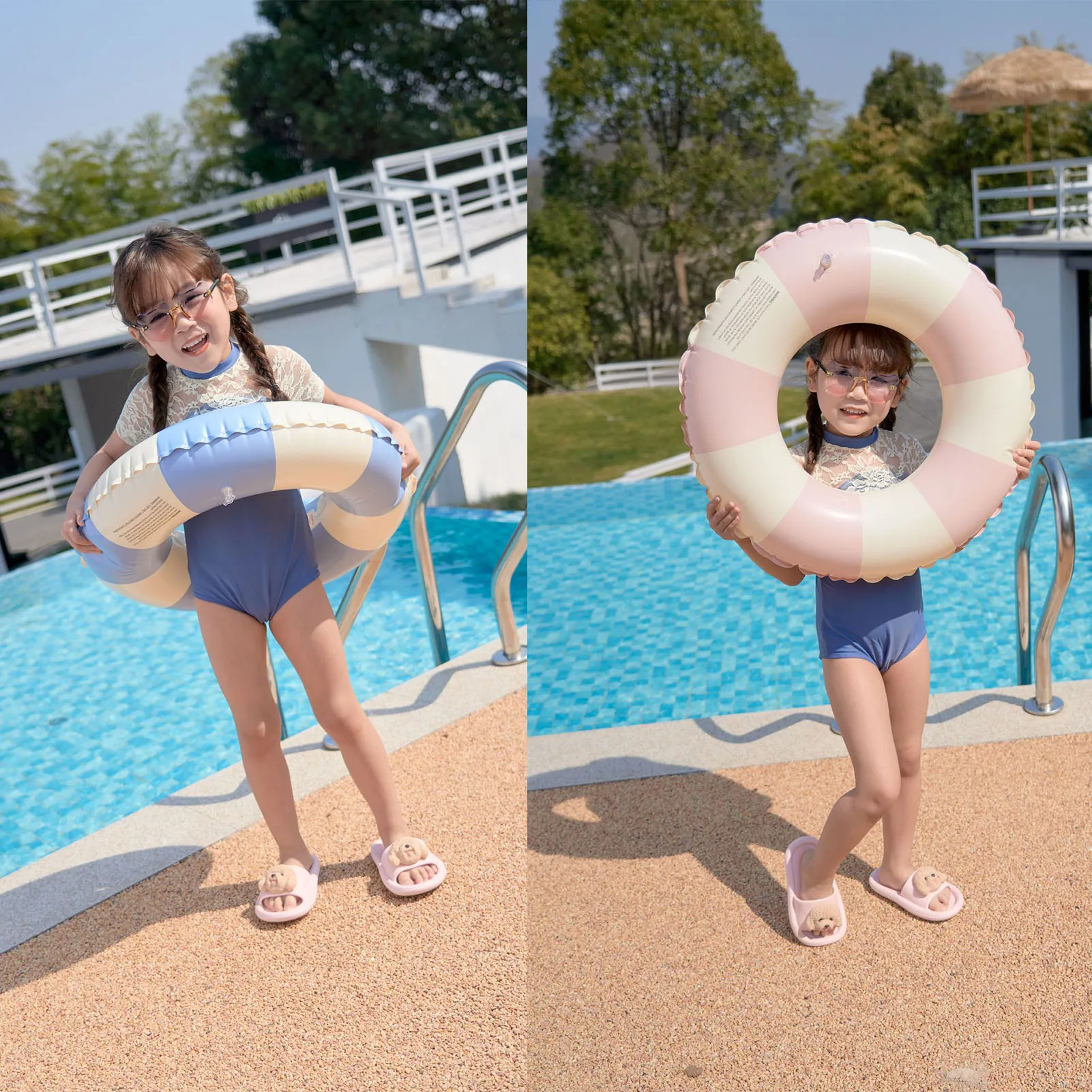 

Поплавки для бассейна детские, утолщенные полосатые кольца для бассейна, стильные плавающие лучи для малышей, для детей и взрослых, водная т...