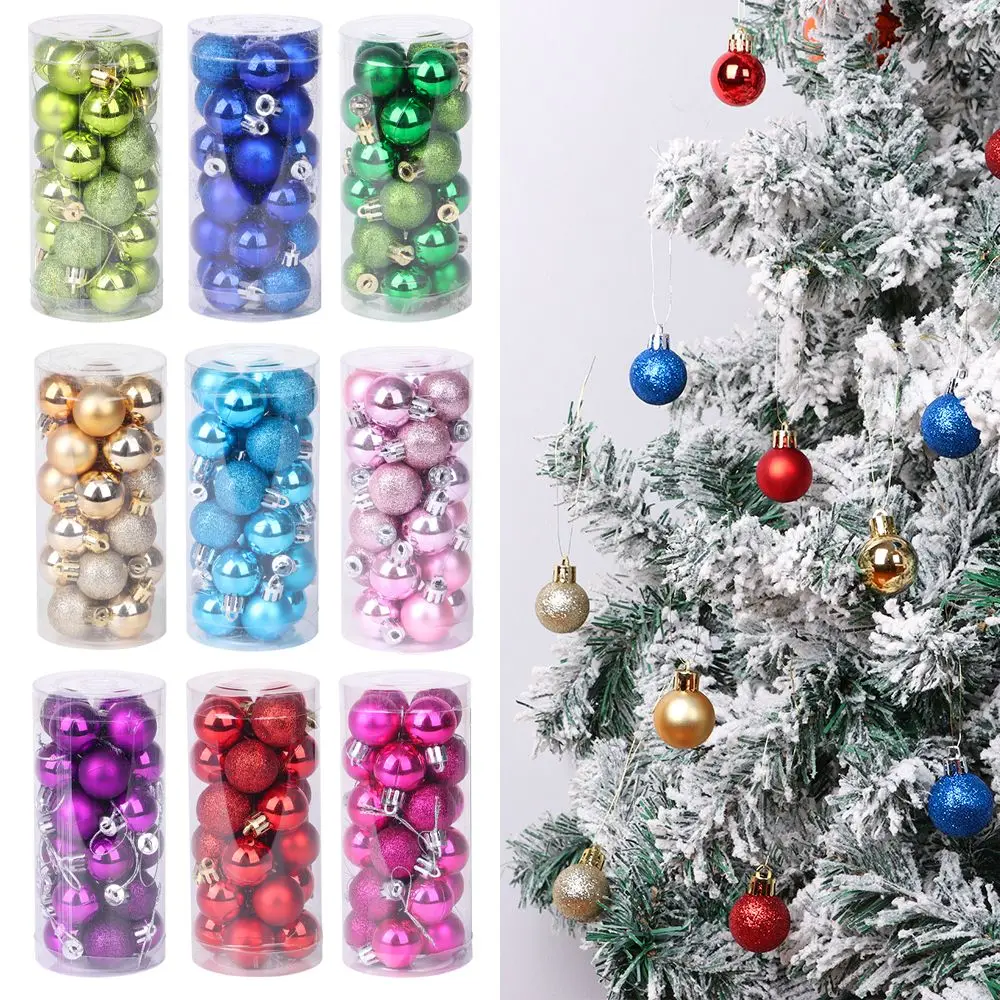 

24pcs 3cm New Year Party Supplies Home Decor Crafts Christmas Tree Decoration Drop Pendant Xmas Hanging Ball Bauble