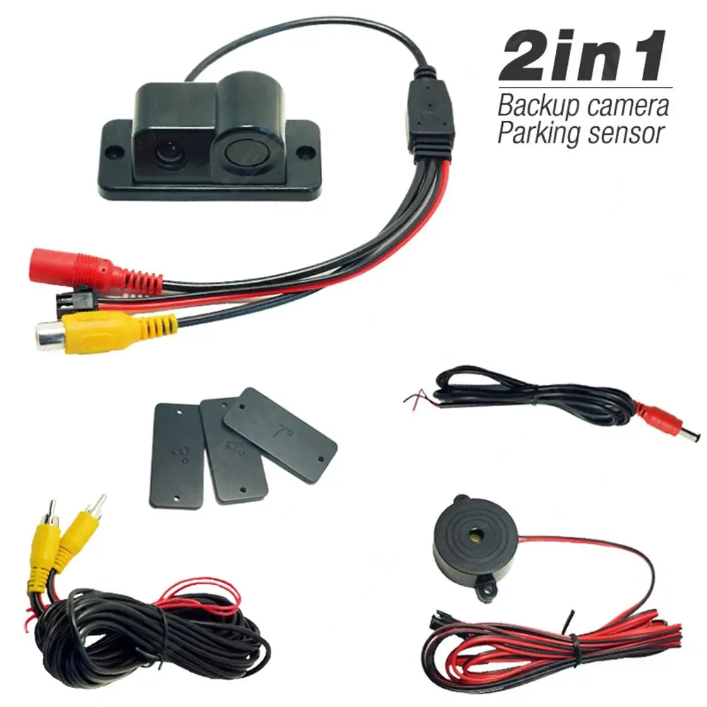 

2 In 1 Car Rear View Detector Backup Camera 170 Degree CCD HD Night Waterproof Visual Reversing Sensor