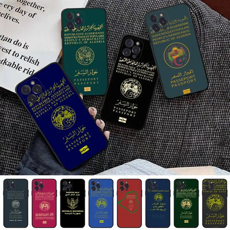 

Algerian Passport Phone Case for iphone 14 13 12 11 Pro Mini Xs Max 8 7 6 Plus X XR Se 2020 Soft Silicone Cover