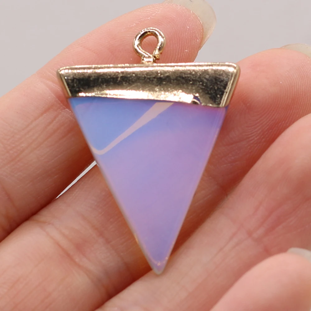Натуральный камень розовый кварц опал треугольник подвеска для ювелирных