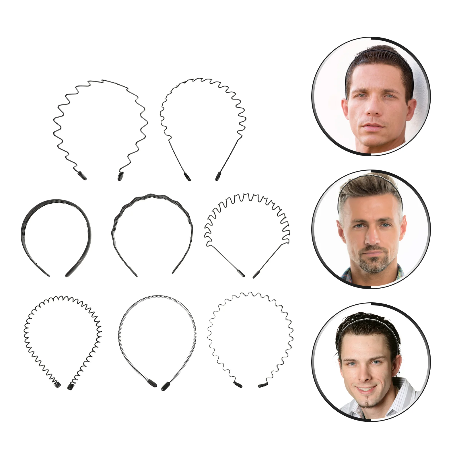 

8Pcs Men Wavy Metal Headbands for Men Sports Hair Bands Fashion Hair Accessories