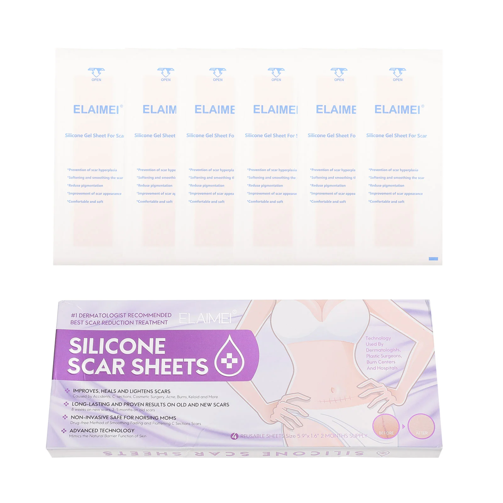 

Scar Silicone Sheets Removal Tape Sticker Patch Scars Away Treatment Gel Patches Surgical Repair Sheet Wound Cream Tummy Tuck