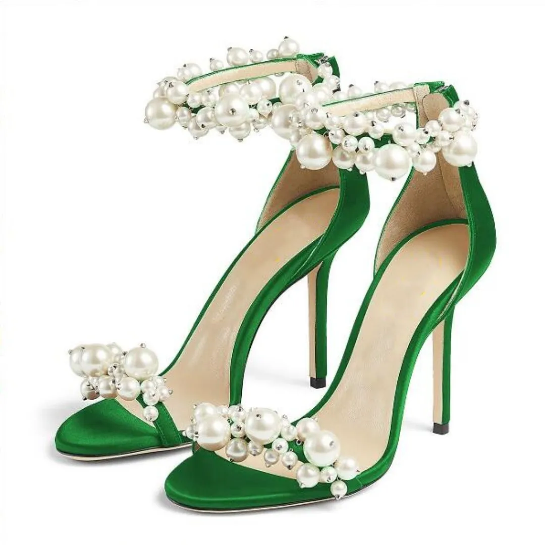 

SHOFOO shoes Sexy women's high heeled sandals. About 11 cm heel height. Beaded sandals Summer women's shoes Fashion show banquet